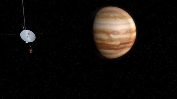 De ruimte voertuig en jupiter — Stockvideo