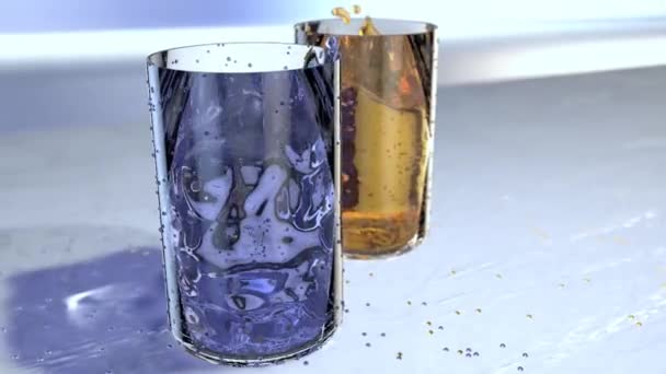 Liquid in glasses — Stock Video