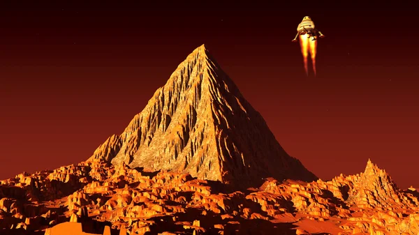 Pyramid på Mars i 3d — Stockfoto