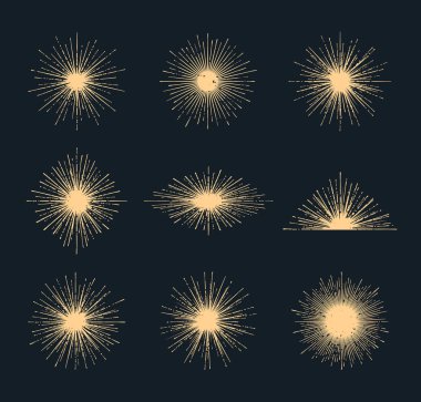 Sunburst vektör set