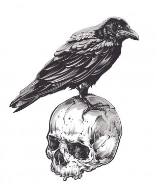 Crow on Skull clipart