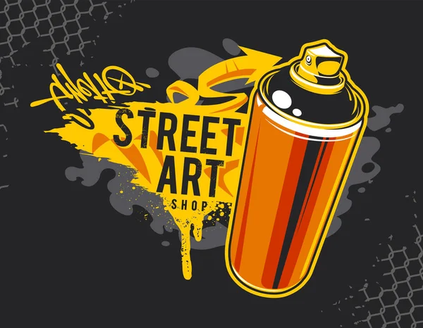 Banner Graffiti Com Spray Aerossol Pode Elementos Design Arte Rua — Vetor de Stock