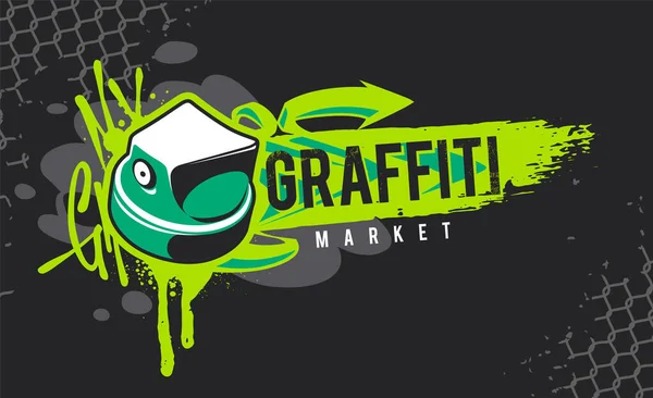 Graffiti Banner Mit Spray Paint Cap Und Street Art Designelementen lizenzfreie Stockillustrationen