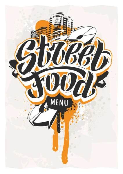 Street Food Menü Design Vorlage Wilde Graffiti Kunst Mit Handgezeichneten Stockillustration