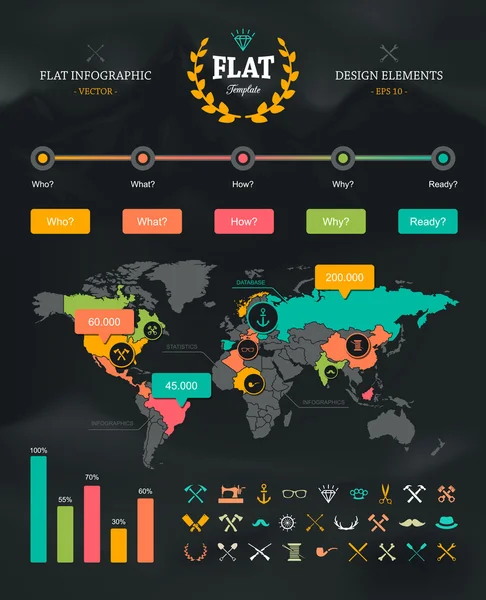 Conjunto infográfico plano — Vetor de Stock