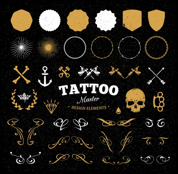 Elementos de diseño tatuaje — Vector de stock