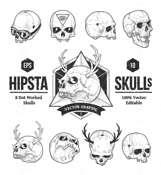 Hipsta Skulls — Stock Vector