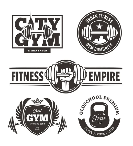 Conjunto de emblemas de fitness — Archivo Imágenes Vectoriales