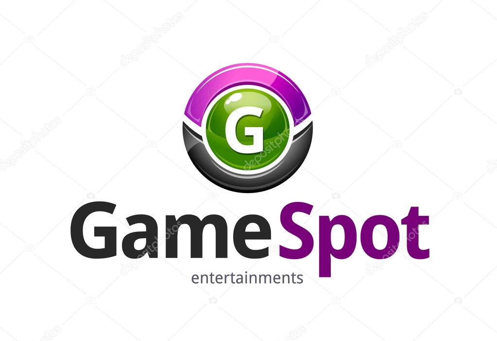 Game spot logo design template. Abstract glossy circle symbol. Vector art.