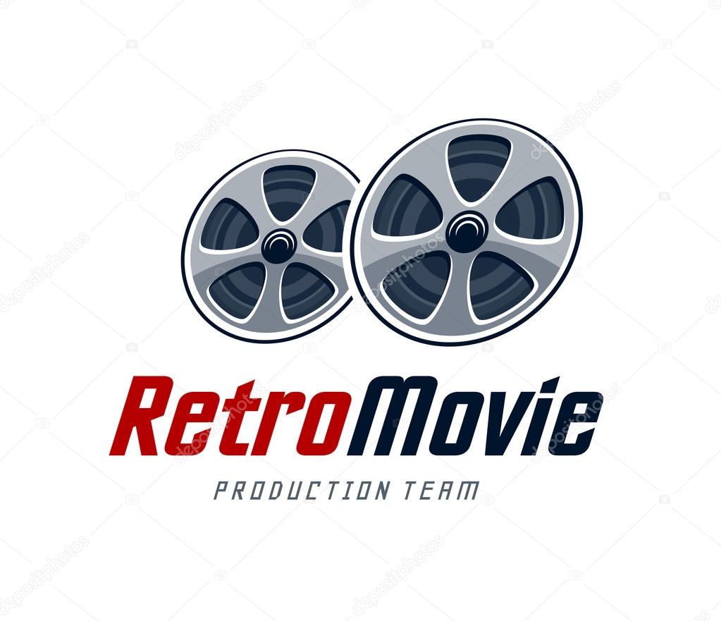 Movie production studio logo design template. Retro cinema reels. Vector art.