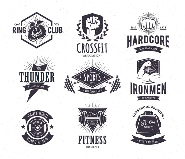 Retro Fitness Emblems — Stock Vector