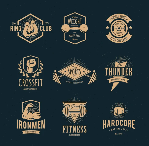 Emblemas Retro Fitness — Archivo Imágenes Vectoriales