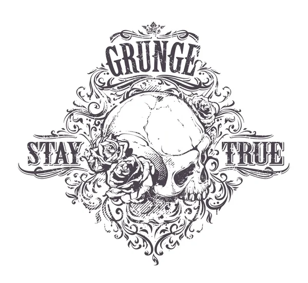 Grunge schedel kunst — Stockvector