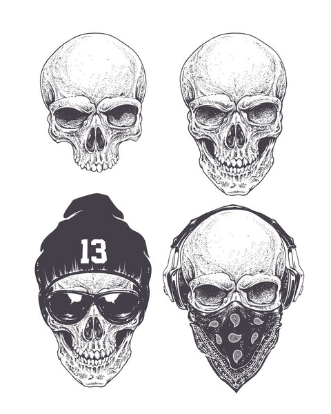 Dotwork Skulls Set