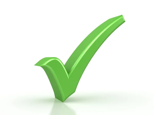 Green checkmark on white background — Stock Photo, Image