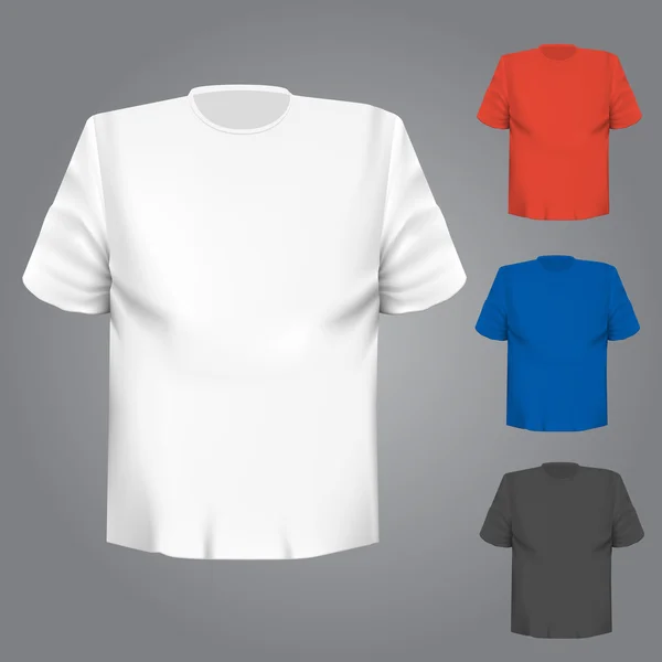 Camiseta en blanco cualquier color sobre fondo gris — Vector de stock