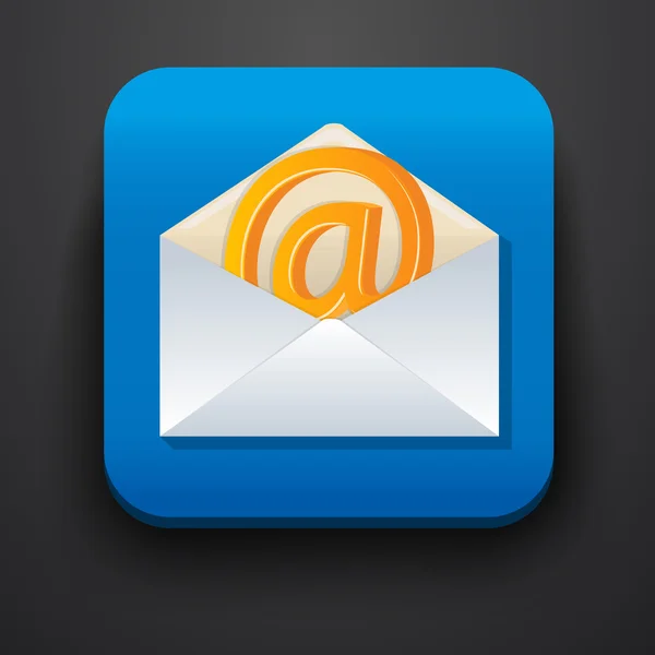 Envelope symbol icon on blue — Stock Vector