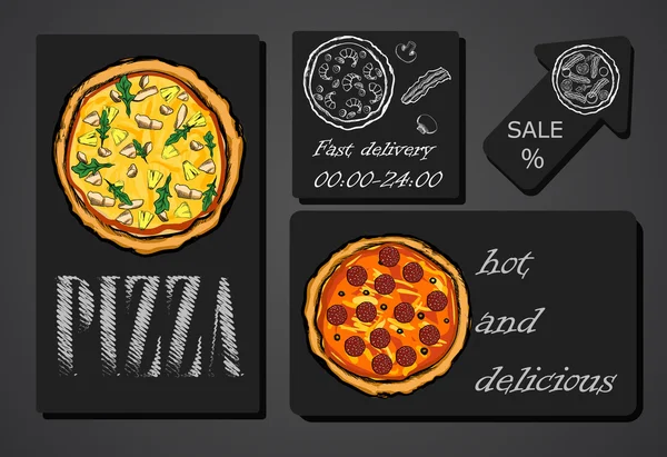 Pizza jedzenie menu kawiarni broszura — Wektor stockowy