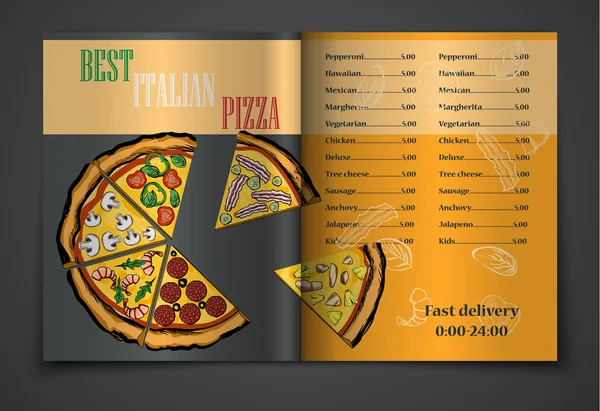 Pizza food menu cafe brochure — Stock Vector