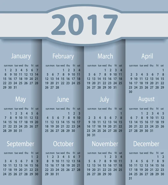 Kalender 2017 Jahr Vektor-Design-Vorlage. — Stockvektor