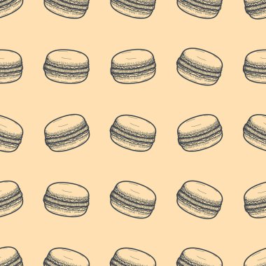 Elle çizilmiş sorunsuz macaroons arka plan. Vektör