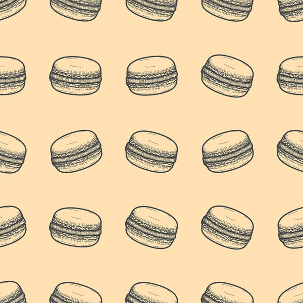Hand drawn seamless macaroons background. Vector — Stock Vector