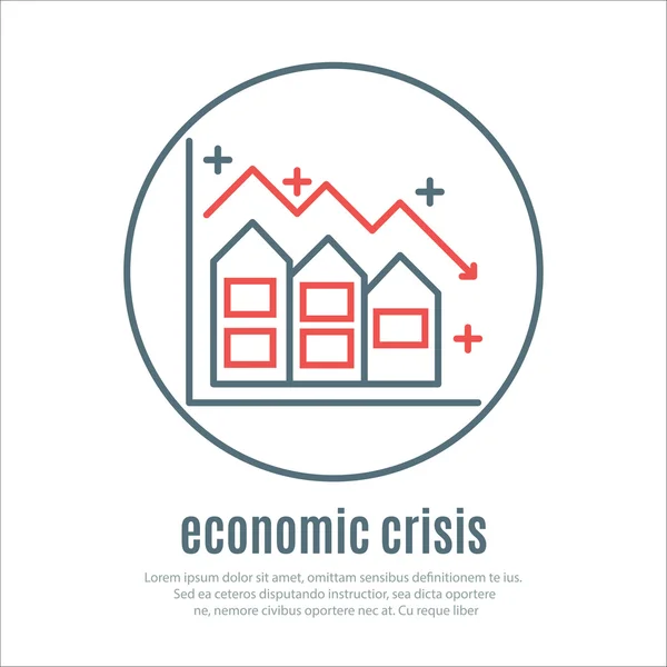 Icono sobre un tema de crisis económica con casa — Archivo Imágenes Vectoriales