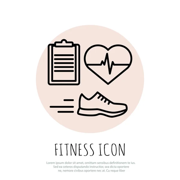 Icono de arte de línea de fitness para su diseño — Vector de stock