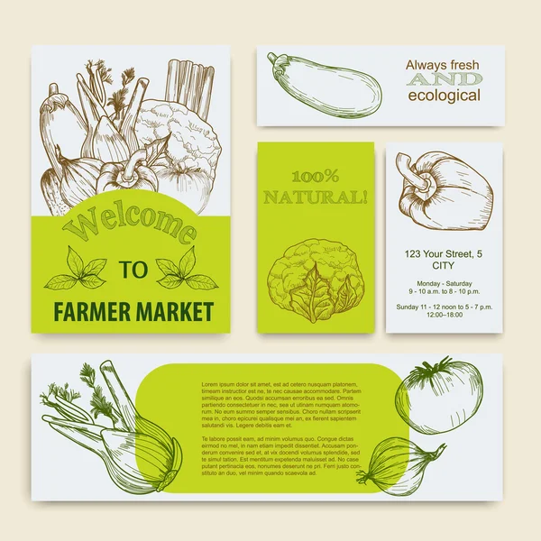 Organic food concept brochure and flyer template. — Stock Vector