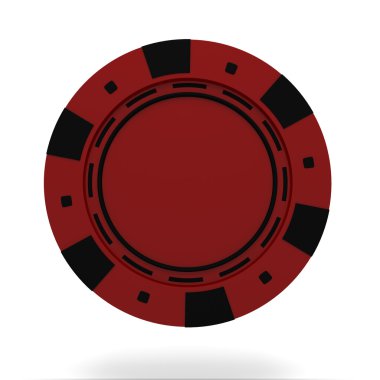 Beyaz arka plan üzerinde izole tek kırmızı casino çip