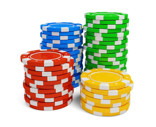 Pilha de chip de casino isolado no fundo branco — Fotografia de Stock