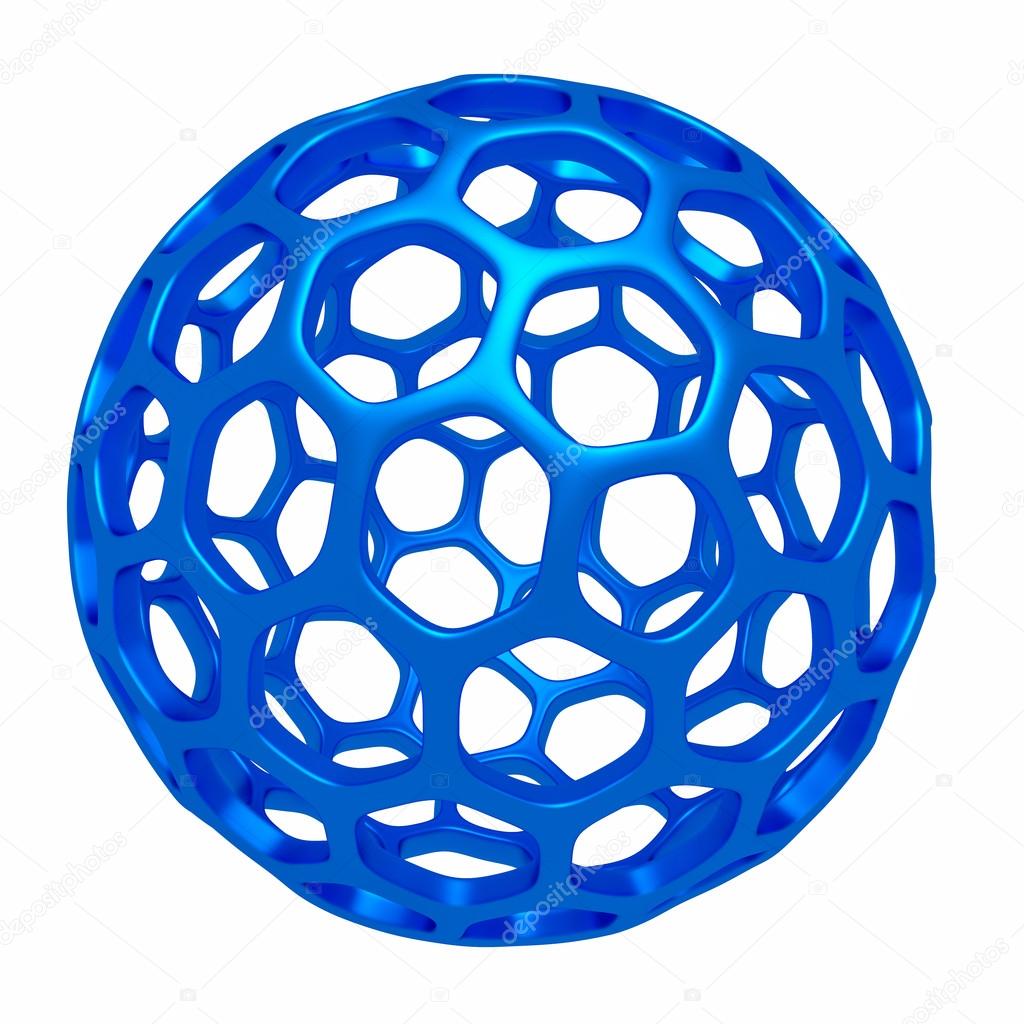 Abstract polygonal sphere of information, 3d sign, geometry element