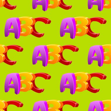 Childlike doodle ABC seamless pattern, flat design. clipart
