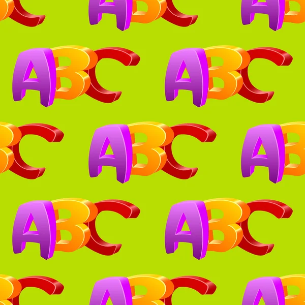 Lik ett barn doodle Abc seamless mönster, platt design. — Stock vektor