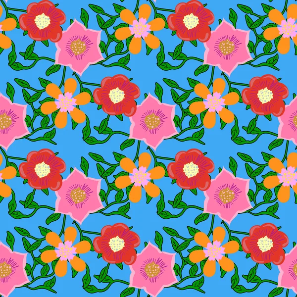 Seamless color pattern with flowers. — Stock Vector