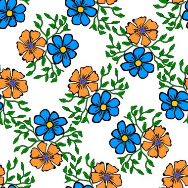 çiçek ile kesintisiz renk desen.