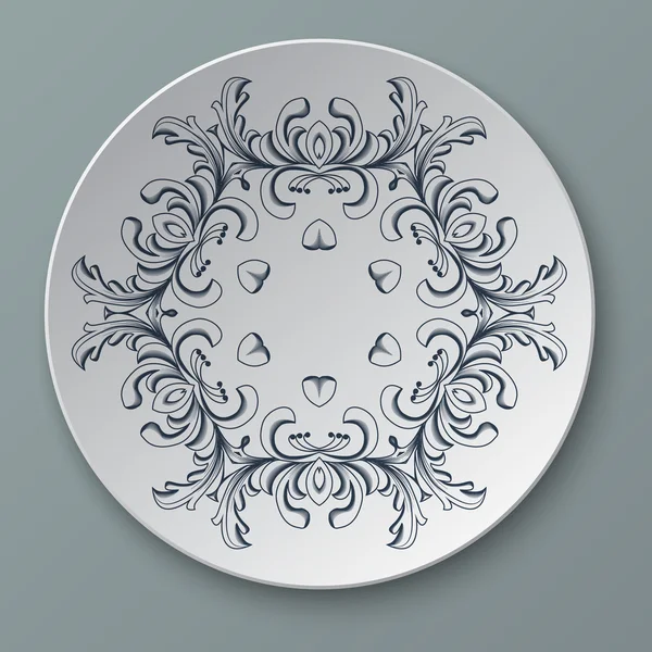 Ilustração placa ornamento floral isolado — Vetor de Stock