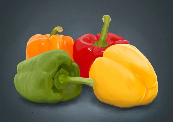 Handdrawn čerstvosti papriky nad šedá — Stock fotografie
