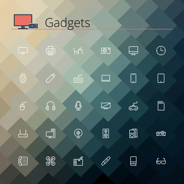 Gadgets Iconos de línea — Vector de stock