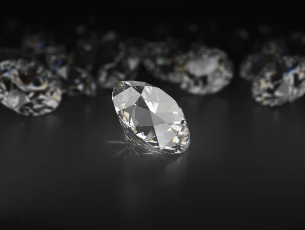 Выбранный Алмаз Против Других Алмазов Image Чёрный Отражающий Фон — стоковое фото