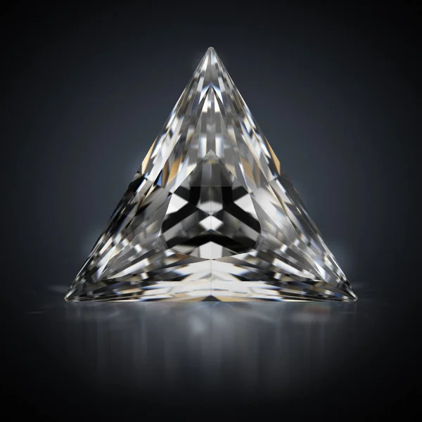 3D生成的图像 黑色反光背景上的三角形钻石 — 图库照片