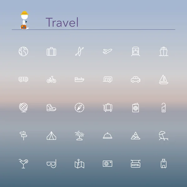 Iconos de línea de viaje — Vector de stock