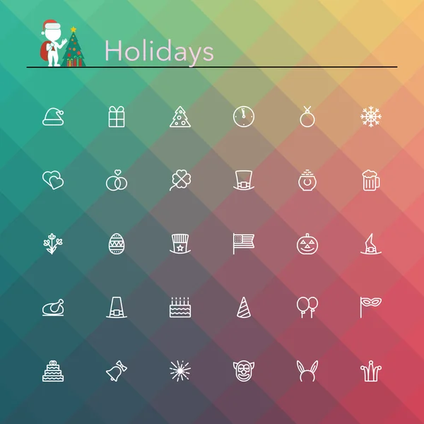 Holidays Line Icons — Stock Vector
