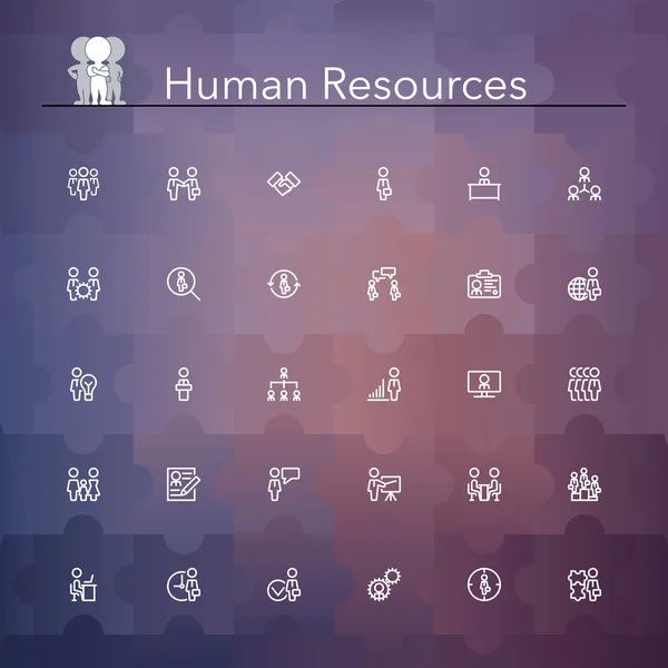 Human Resources Line Icons — Stock Vector