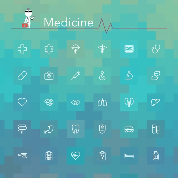 Icônes de ligne de médecine — Image vectorielle