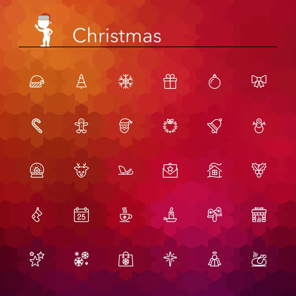 Iconos de línea de Navidad — Vector de stock