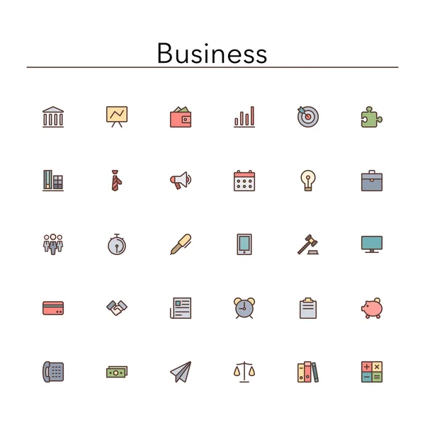Business Colored Line Icons — Stock Vector