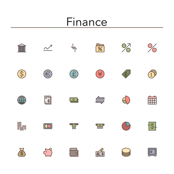 Icônes de ligne de couleur de finances — Image vectorielle