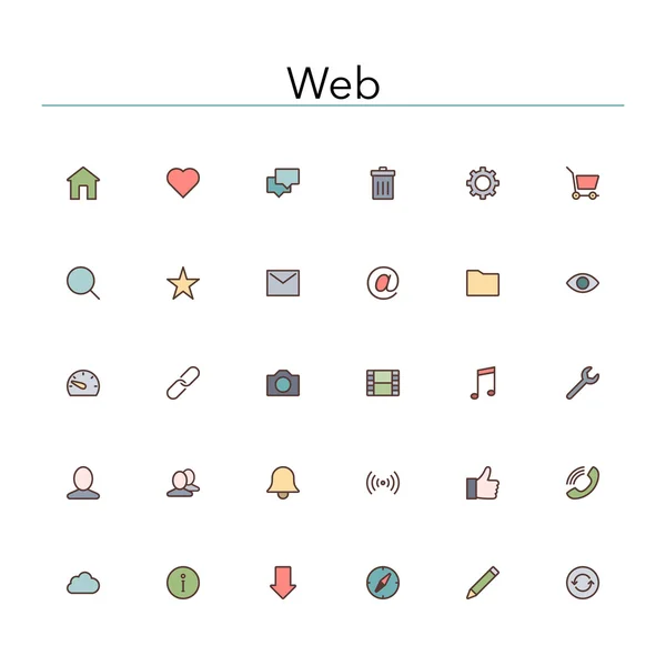Web gekleurde lijn pictogrammen — Stockvector