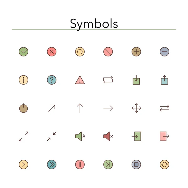 Symboles Icônes de ligne colorée — Image vectorielle